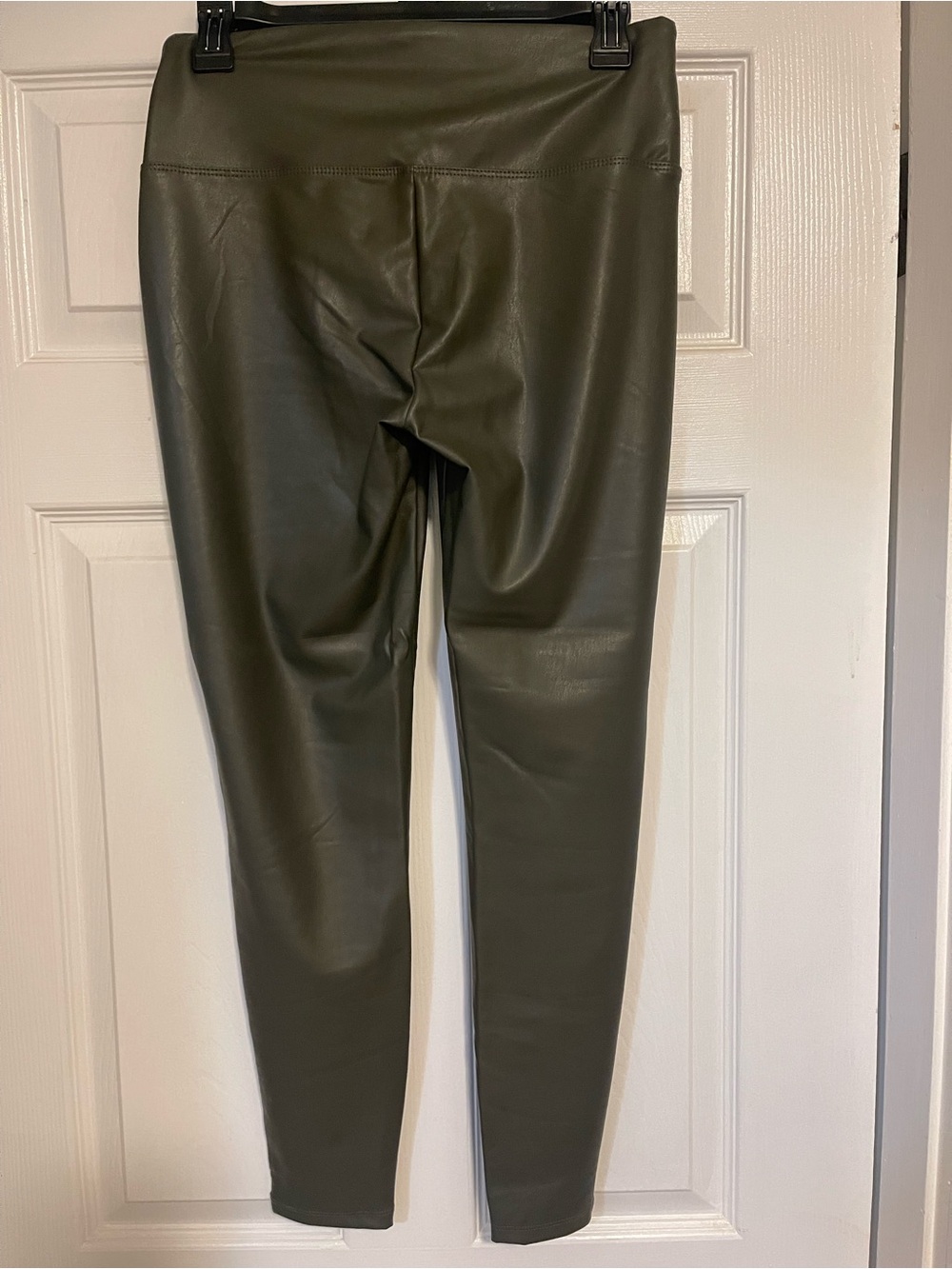 Olive Faux Leather Leggings - Picture 2 of 4
